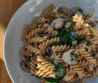 Mushrooms and spinach pasta